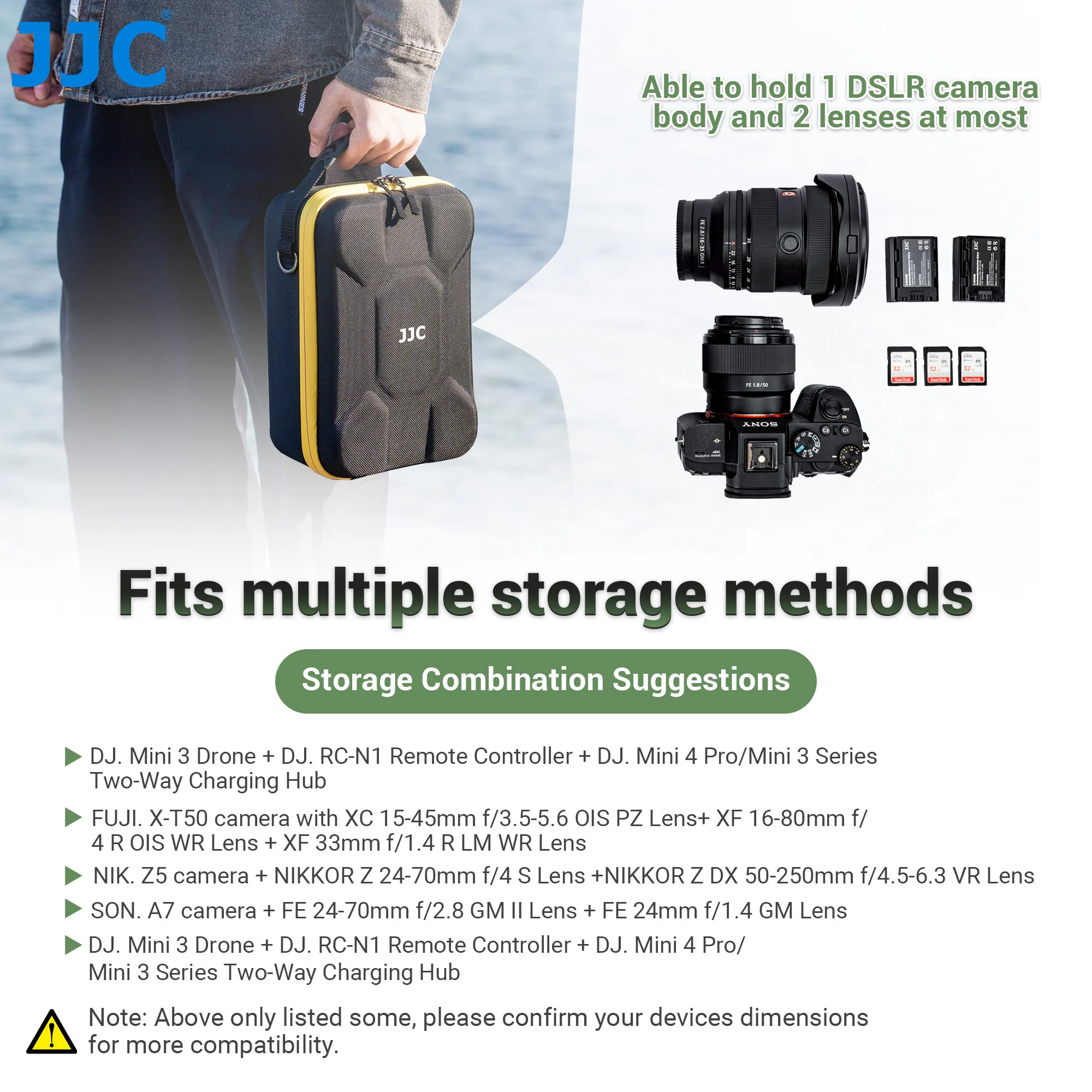 JJC Upgrade Hard Shell Camera Case For Sony A7 V A7V A7M5 Canon Fuji Nikon DJI Mini 4 Pro Mini 3 Hard Storage Travel Case