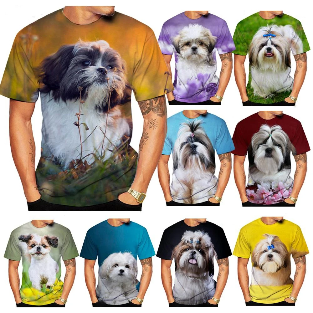

New Fashion Cute Shih Tzu Dog 3D Printed T-shirt Men's and Women's Summer Casual Short-sleeved Animal Shirt Top