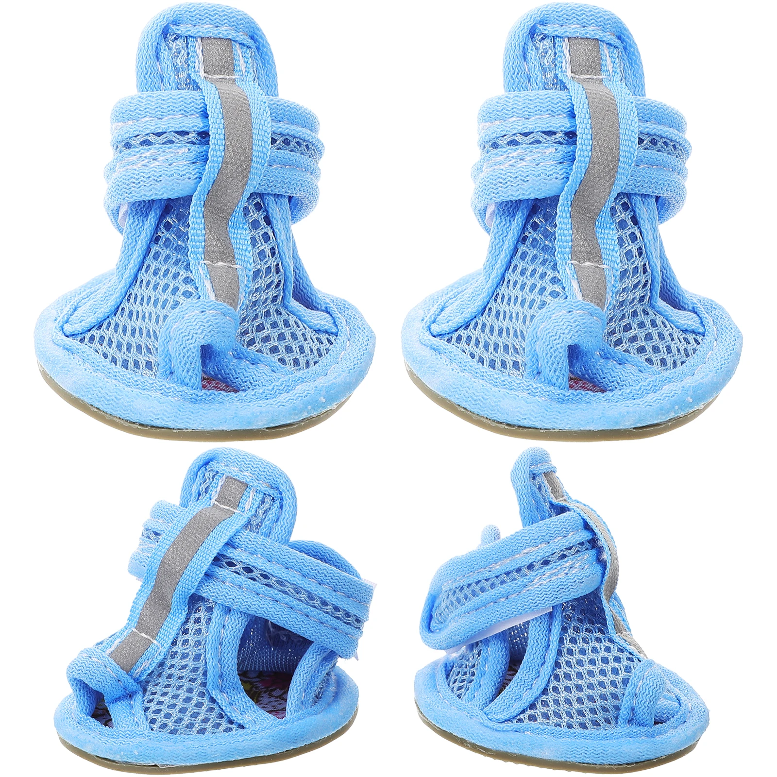 

4pcs Dog Shoes Pet Sandals Summer Beach Sports Breathable Anti-slip Mesh Cooling 5 Sizes Flexible Sole Easy Pet Supplies