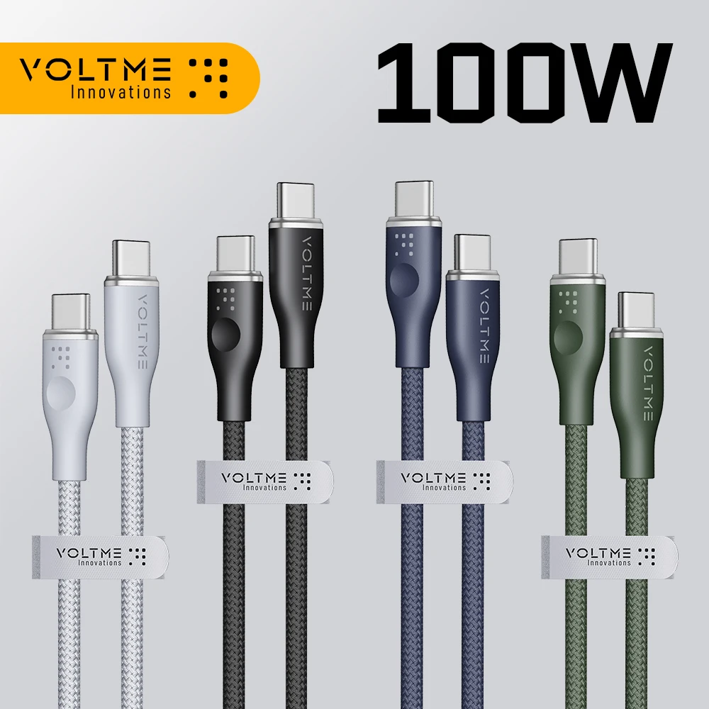 VOLTME USB C to USB C Cable 100W PD 5A Fast Charging Type C to Type C Cable Nylon Braided USB-C Cord For MacBook Pro Galaxy S23