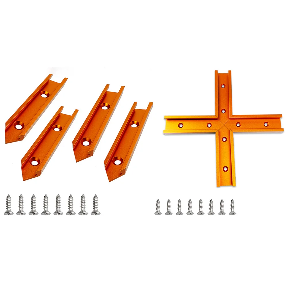 

T-Track Intersection Slot Woodworking Chute Miter Gauge Guide Rail With Holes Drill Bits Saw Blades Cutting Tools