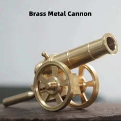 Brass Metal Cannon Model Sculpture Retro Home Decoration Office Desktop Accessorie Statue Model Ornament for Xmas Birthday Gifts