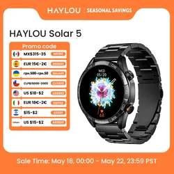 HAYLOU Solar 5 Smartwatch pour Homme, Appel Vocal, 1.58, Affichage AMOLED, 60Hz, permission de la Santé 24H, Sports Smartwatch