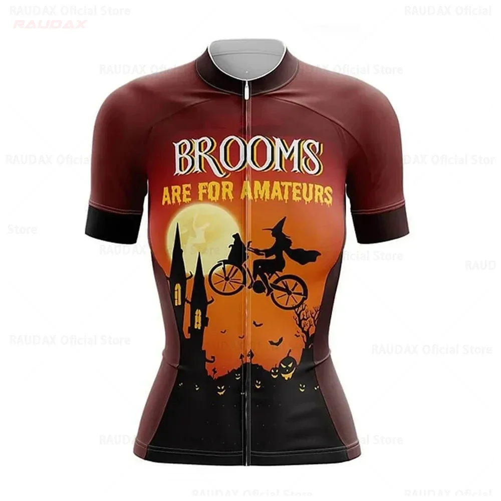 Halloween Witch Women Shirt Bicycle Wear Mountain Road Clothes Cycle Racing MTB Clothing Cycling set Summer cycling clothes