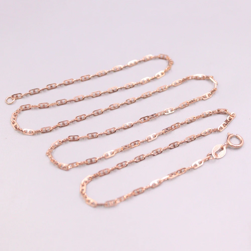 Pure Au750 18K Rose Gold Chain 1.8mm Solid Anchor Link Necklace 3.7-4g 17.9inch