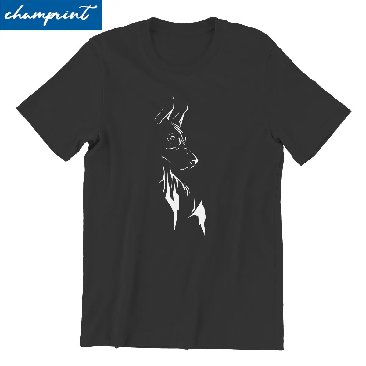 Doberman Silhouette T-Shirt for Men  Hipster 100% Cotton Tee Shirt Round Collar Short Sleeve T Shirts Plus Size Clothes