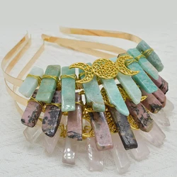 1PC Natural Crystal Quartz Moon Crown Wicca Headband