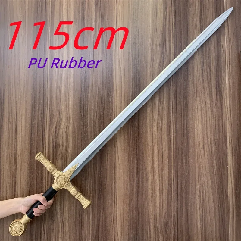 WW Medieval Cosplay Golden Solomon Sword Western Knight Sword Crusader Crusader Prop Role Cos Zoro Knife PU Weapon Model Toy