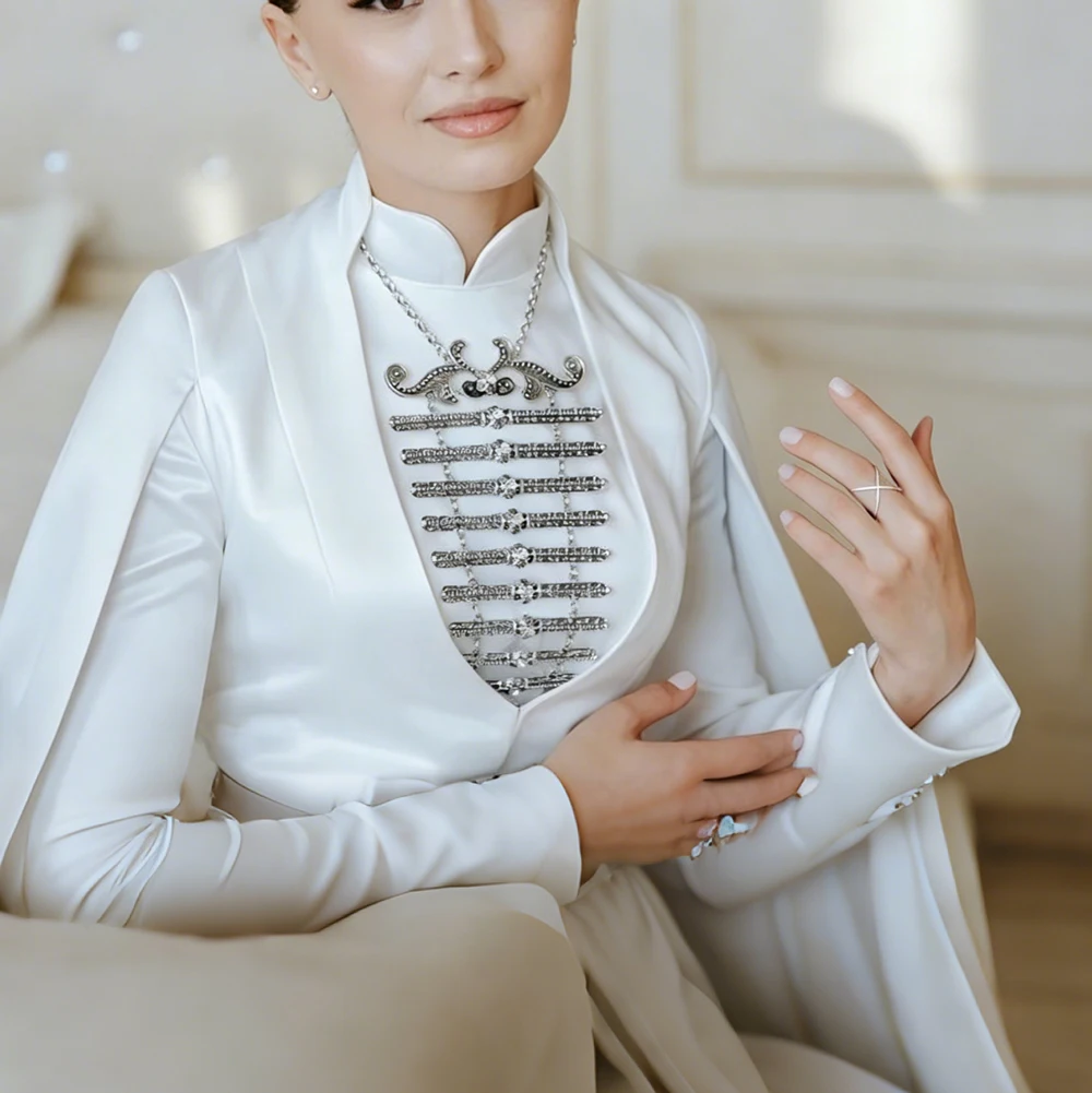 Retro Gold Silver Color Slavic Caucasus Women Breastplate Chest Chain Ethnic Turkish Bridal Jewelry Wedding Accessories