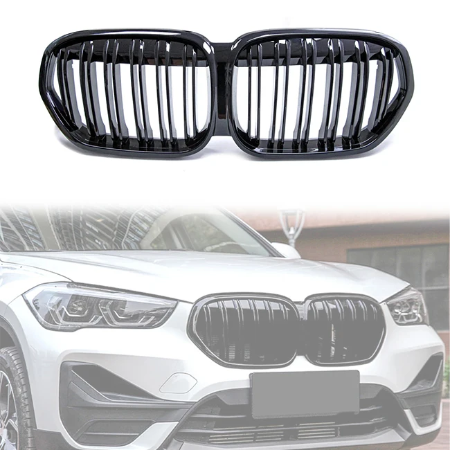 

20-21 Double Slat Gloss Black/Matte Black M Color Carbon for BMW X1 ABS Grill F48LCI/F49LCi 2020-2021 Front Bumper Grille