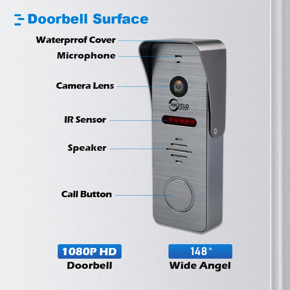 TUYA-videoportero inalámbrico para puerta, sistema de timbre de 7/10 pulgadas, 1080P, 148 °, Wifi, intercomunicador para el hogar