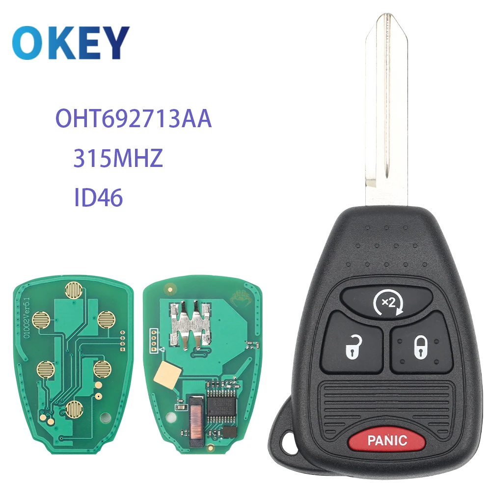 Okey Remote Car Key 315MHZ OHT692713AA For Chrysler Jeep Dodge 200 Convertible Sebring Country 05175815AA 68092982AA