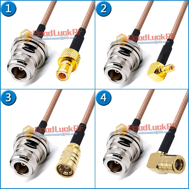 

L16 N Female Washer Nut Waterproof to SMB Male Female 90 Degree Right Angle Pigtail Jumper RG316 Extend Cable 50ohm RF Connector