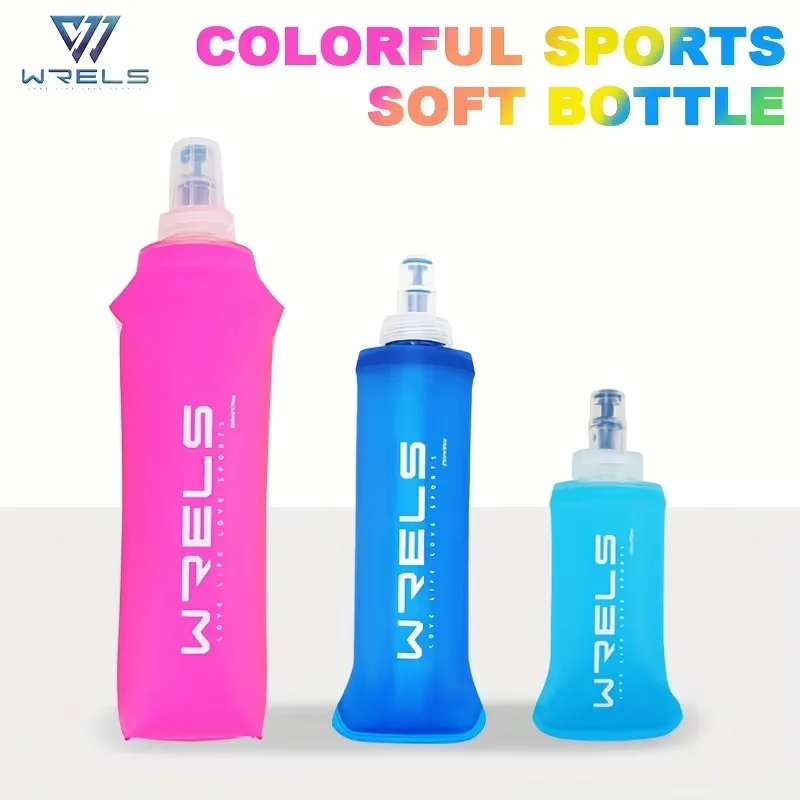 WRELS Portable Sports Soft Flask BPA-Free Running Cycling Water Bottle Outdoor Sports Marathon Folding Collapsible Water Bottle