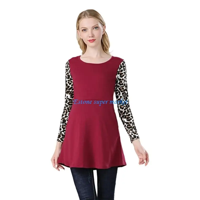 090B Breathable Privacy Design Nursing Tops Long Sleeve Shirt for Breastfeeding Moms Soft Stretchy Fabric Multi Season Use