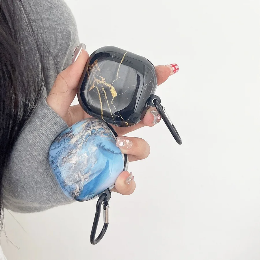 Luxury Marble Shell for Samsung Galaxy Buds Live / Buds2 pro / Buds Pro Case Silicone earphone Accessories Box For galaxy 2pro