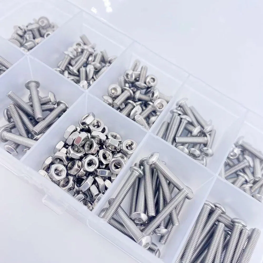 340pcs M3*5-20mm Stainless Hex Socket Button Head Screws Allen bolt Nut Assortment Kit