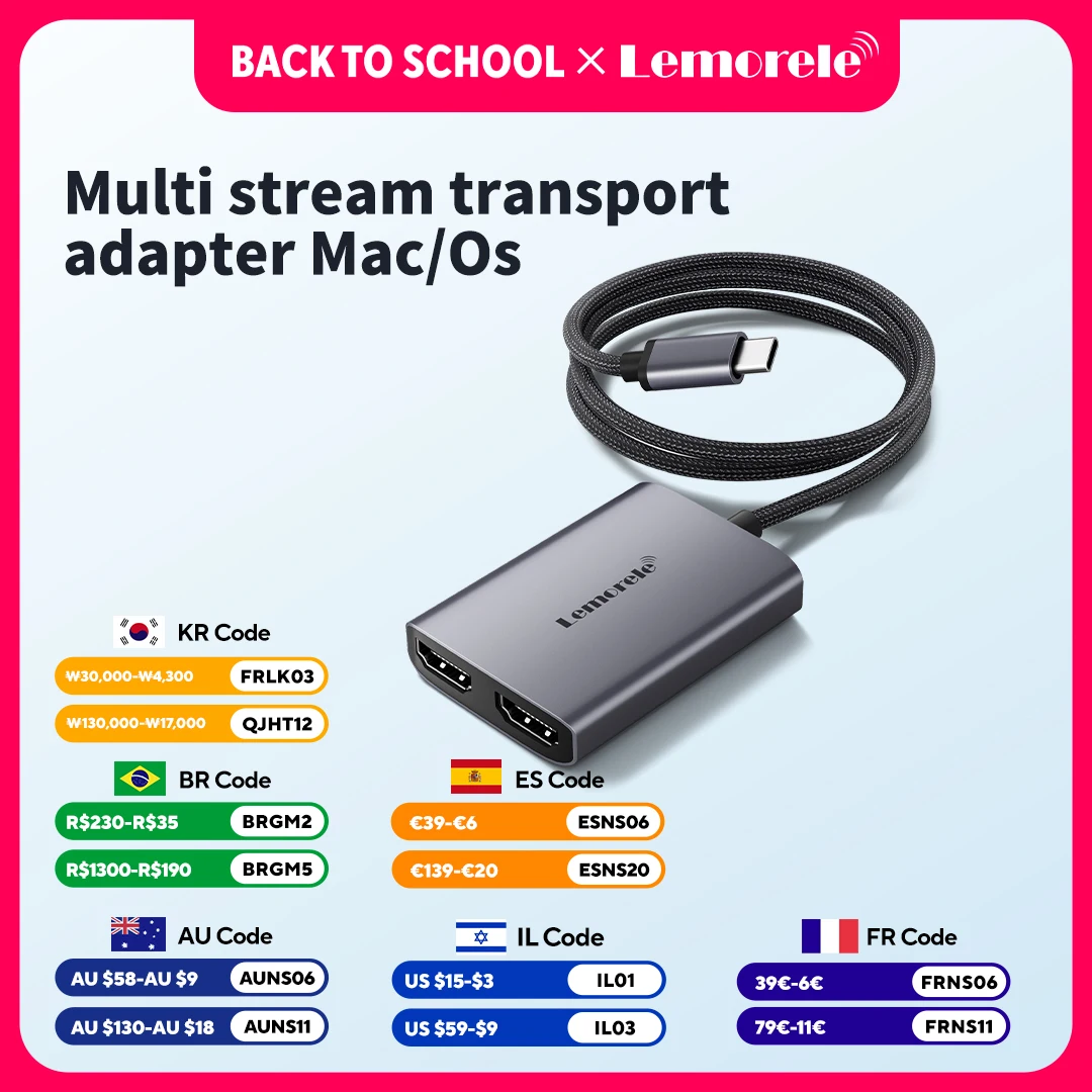 Lemorele Dual HDMI Adapter 4K Typ C Zu HDMI-kompatibel USB C HUB Adapter USB C Kabel Konverter für Macbook Projektor TV Laptop