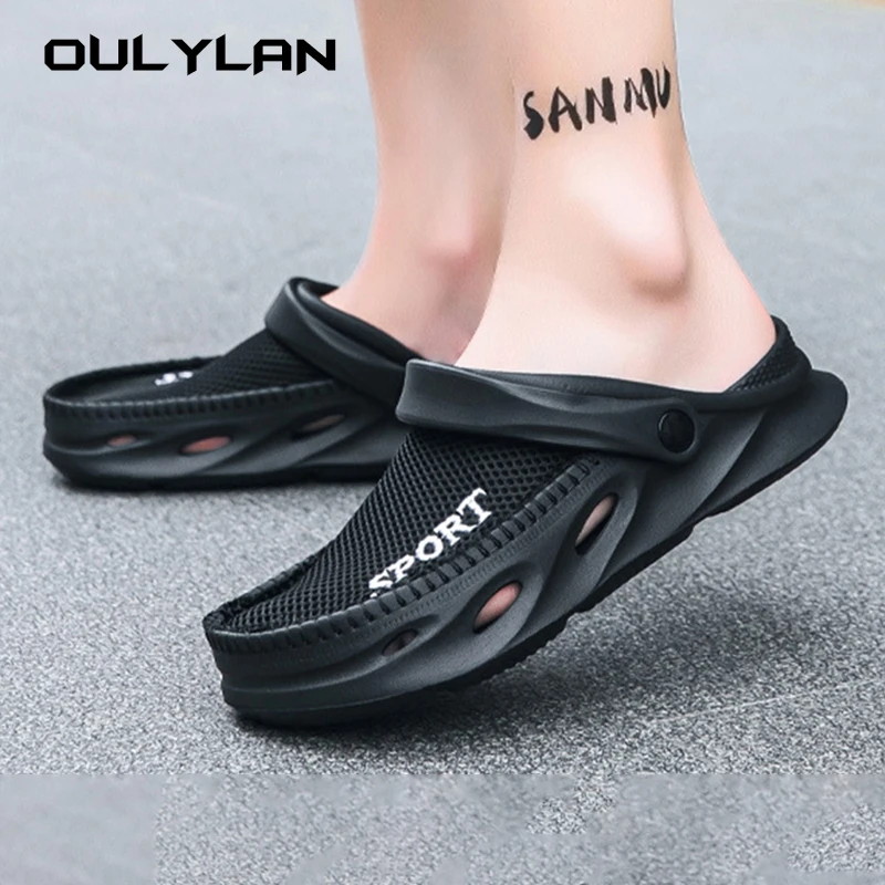 

Oulylan Summer Men Sandals Fashion Men Clogs Slippers Outdoor Non-slip Home Holes Sandals 2024 Soft Breathable Men Sandals