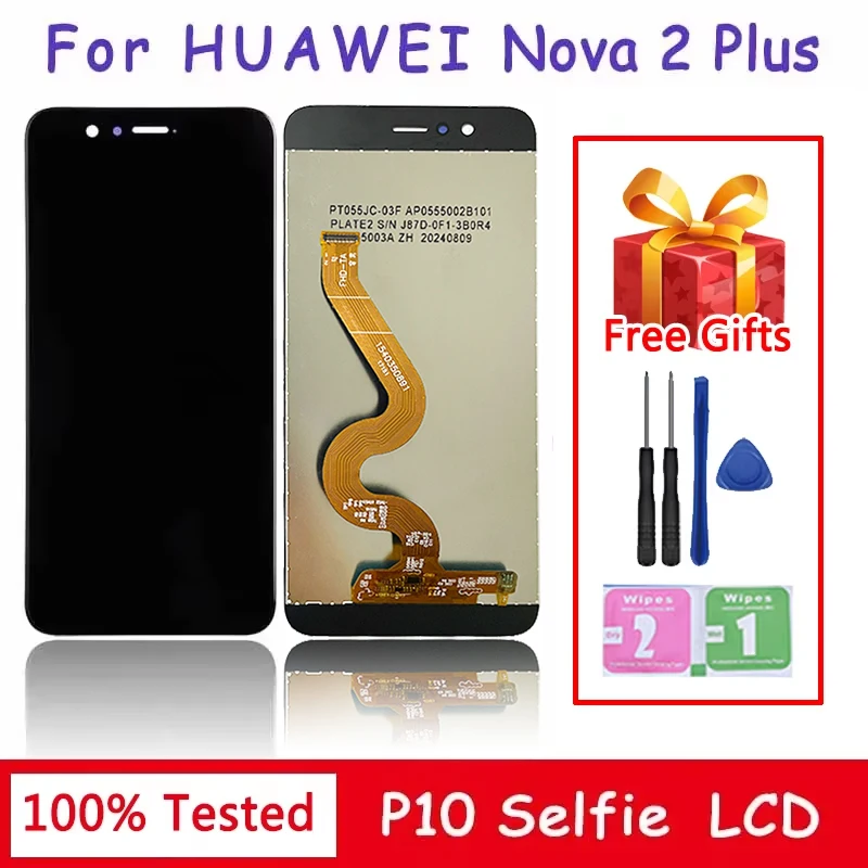Pantalla de prueba de 5,5 "para Huawei Nova 2 Plus, montaje de pantalla táctil LCD, digitalizador con marco para Nova2 Plus, BAC-L23 LCD de BAC-L21