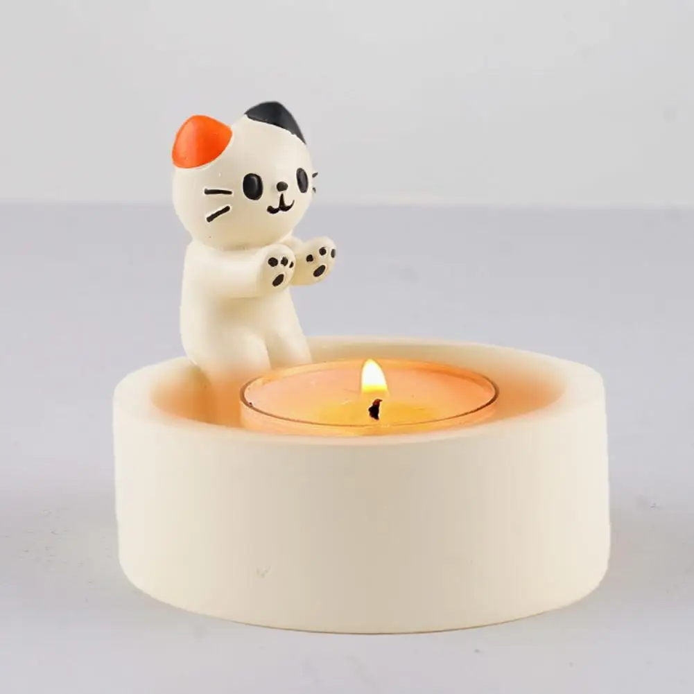 Kitten Candle Holder Cute Grilled Cat Aromatherapy Candle Holder Desktop Decorative Ornaments Valentine's Day Birthday Gifts