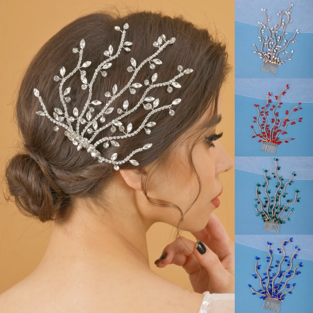 Luxury Crystal Hair Comb Clip Hairpin Headband For Women Bride Rhinestone Bridal Wedding Hair Accessories Jewelry Comb Headband