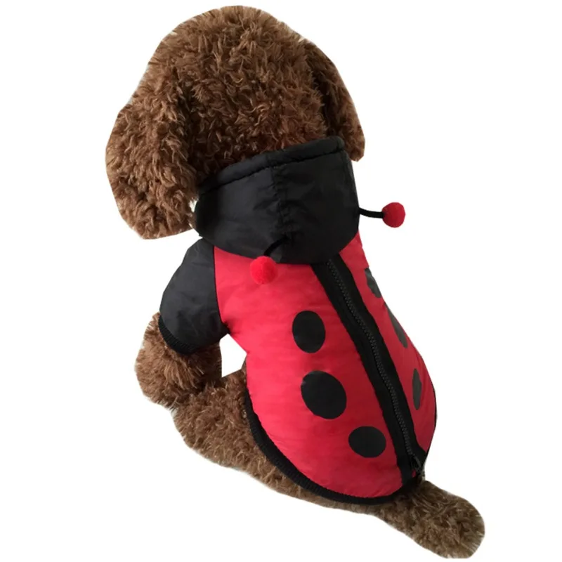 Warm Ladybug Pet Dog Clothes for Small Medium Dogs Christmas Halloween Hoodies Dog Holiday Costume Outfits Puppy Cat Apparel