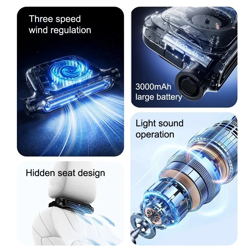 

Портативный автомобильный вентилятор [X6O] - USB-вентилятор для охлаждения в автомобиле, бесшумный компактный вентилятор для сидений внедорожников, регулируемый поток воздуха, эффективная работа