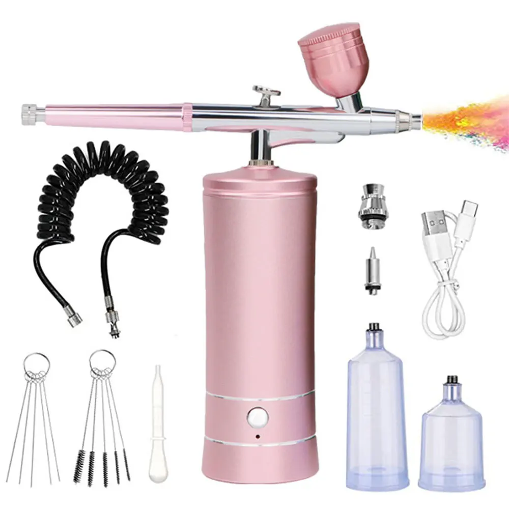 Portable Rechargeable Wireless Airbrush With Compressor Auto Action Spray Gun for Face Beauty Nail Art Tattoo Craft Cake Paint