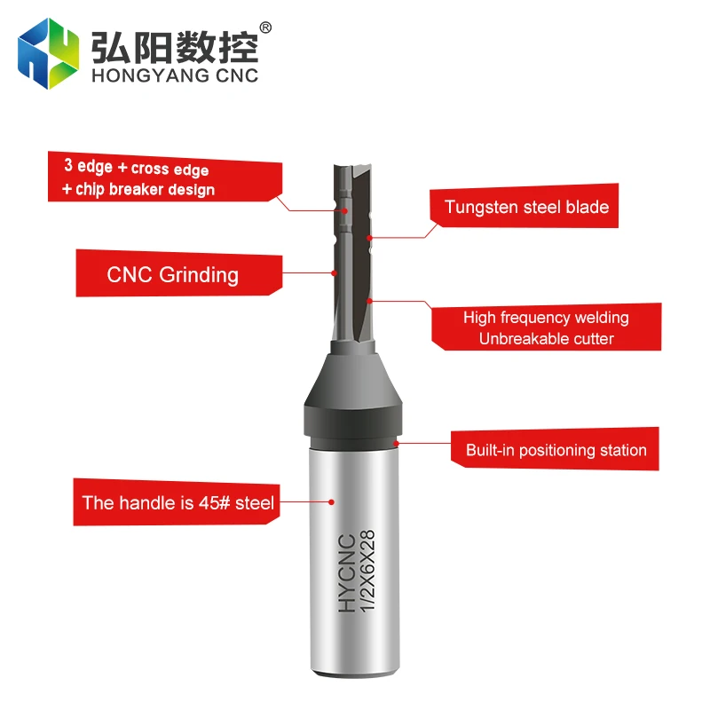 เครื่องกัด CNC ด้าม12.7มม. 3ช่อง TCT ตัดขอบแนวตั้งสำหรับดอกสว่านแกะสลักเราเตอร์ไม้ CNC