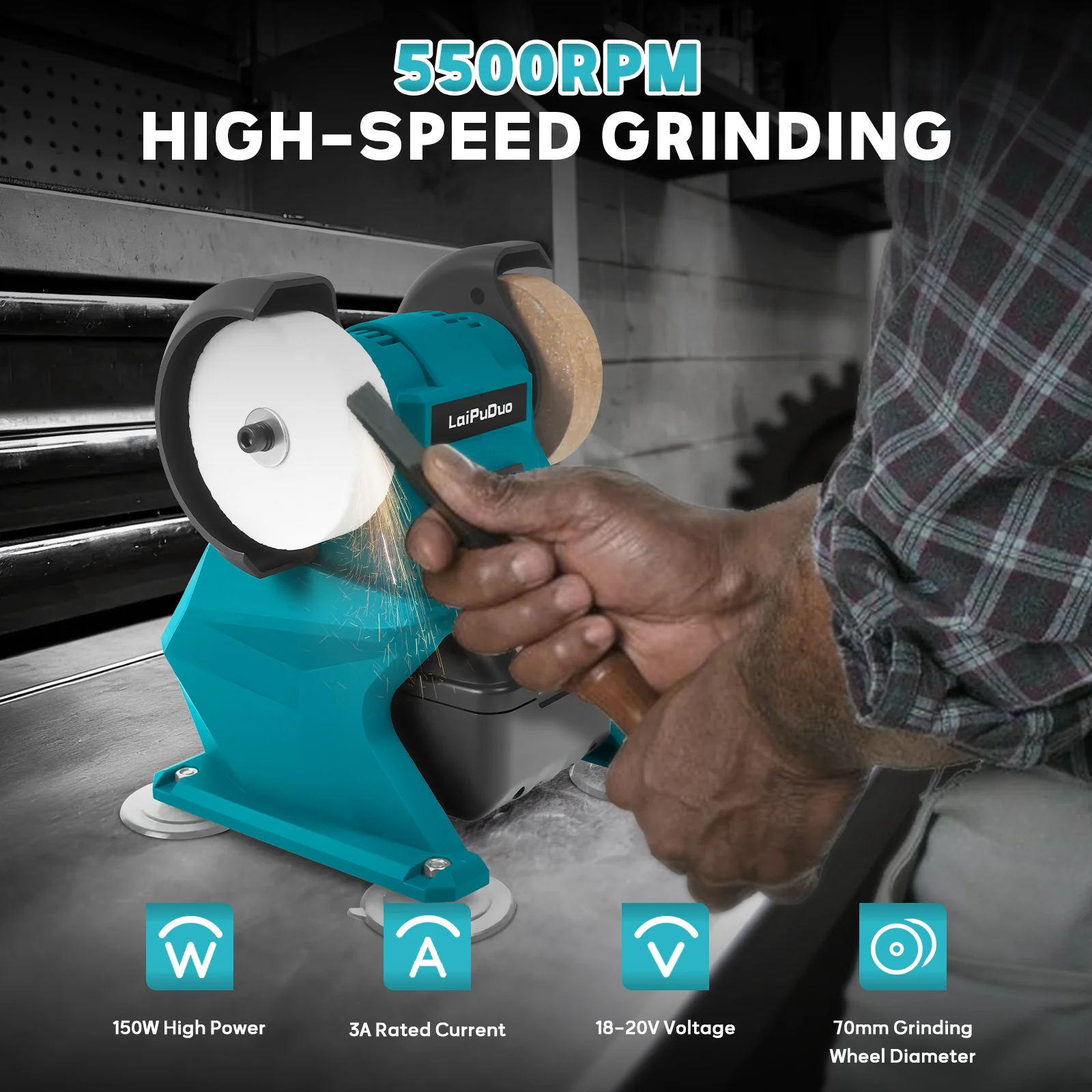 電動ベンチグラインダー-150w-ダブルグラインダーマシン-粗研磨・細研磨研磨研削マキタ用-20v-バッテリーピン