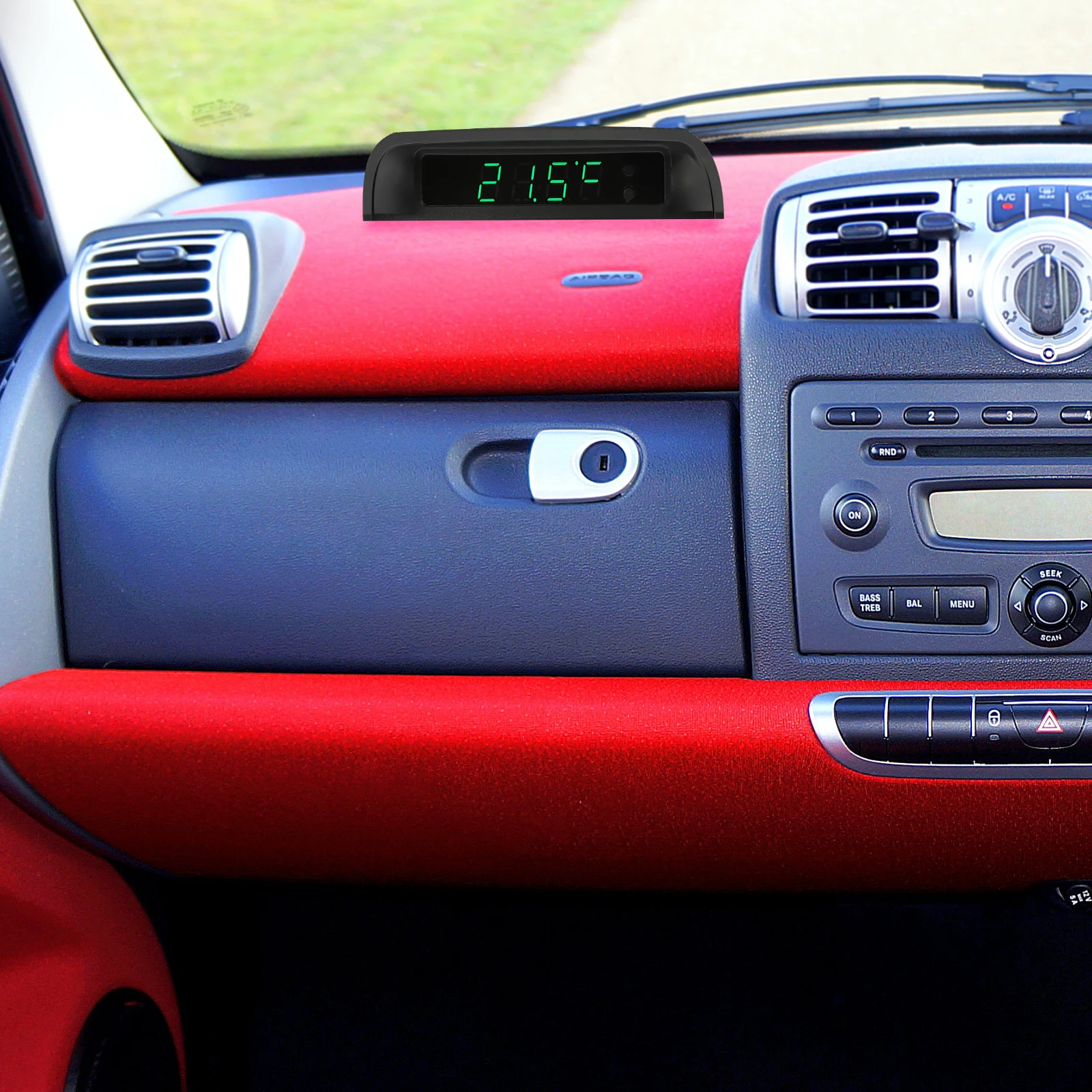 

Thermometer Car Clock Accessory Digital High Precision Electronic Black Vehicle