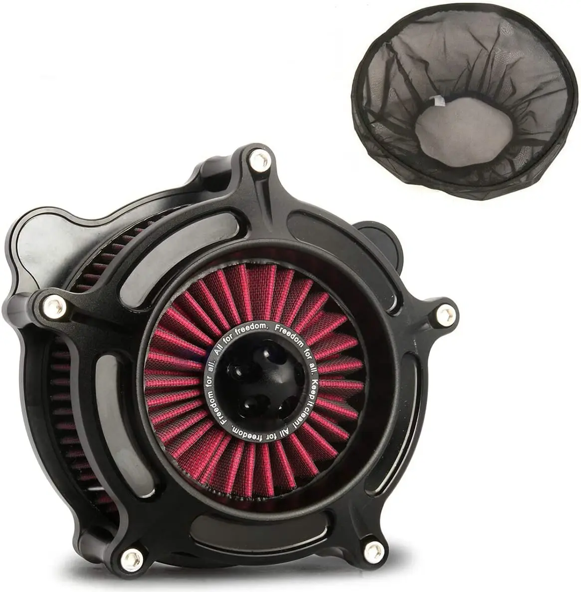 Motorcycle accessory Turbine Air Cleaner Red Intake Filter Rain Socker Cover Fit