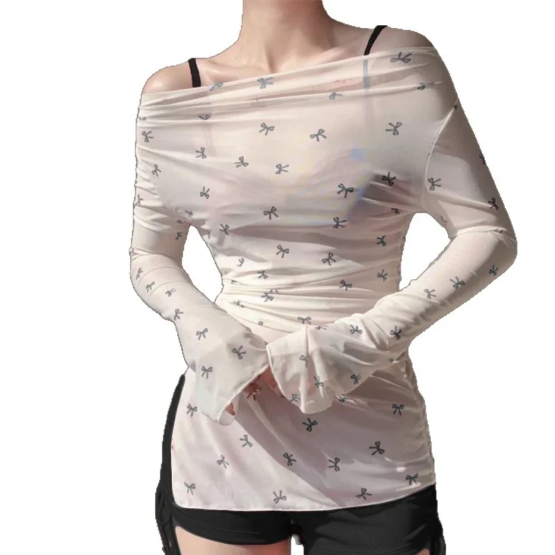 Minsu 2025 New Swimsuit for Women Sexy Pure Desire Hot Girl Temperament Long Sleeve Halter Cover-Up Bikini Two-Piece Swimsuit fo