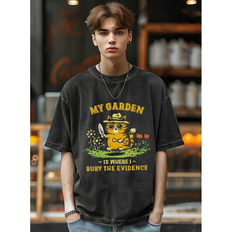 Y2K Washed T Shirt Men, Hip Hop MyGraden Bury the Graphic Print Oversized Tshirt Unisex ,Harajuku Short Sleeved Streetwear