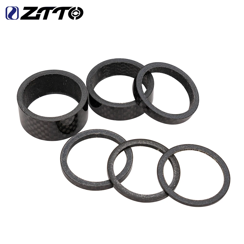 ZTTO 5pcs Ultralight Carbon Fiber Washer Mountain Road Bike Fork Washers Spacer Gasket Fork Headset Parts 1/2/3/5/10/15mm