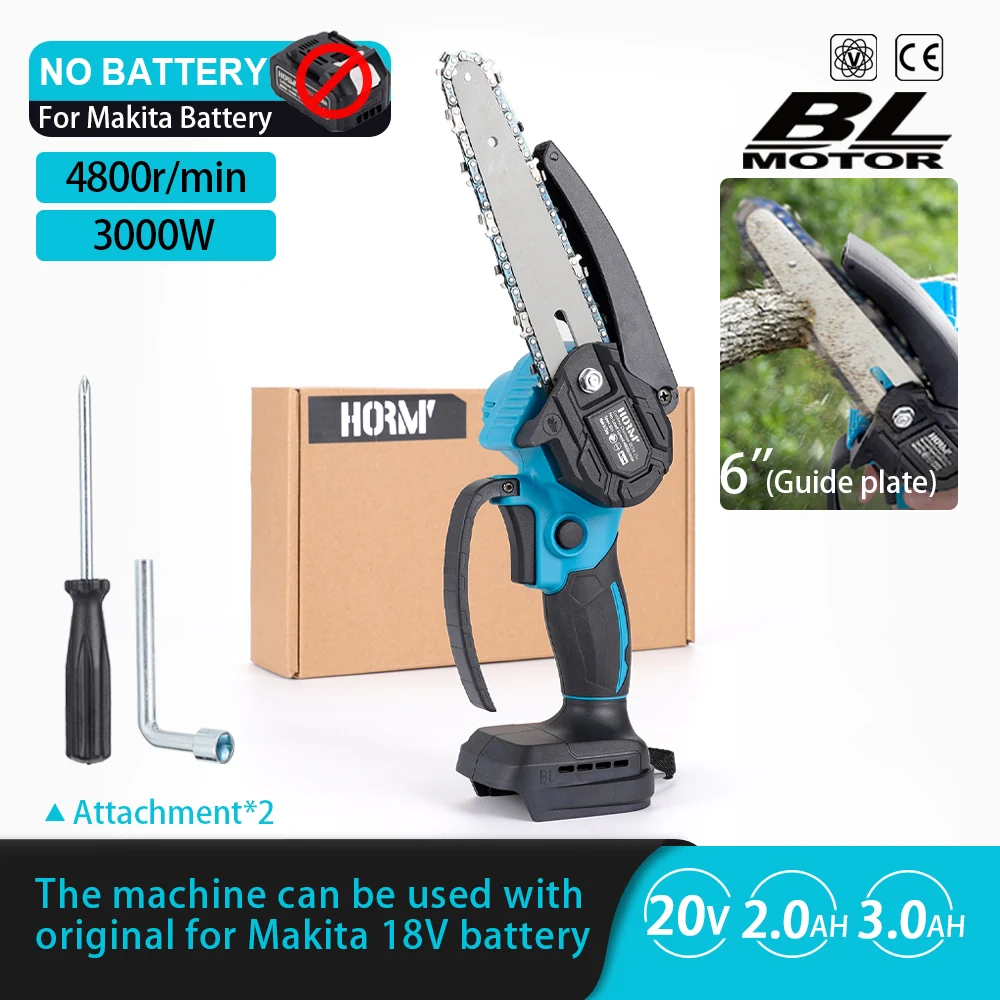 

Brushless Electric Saw 6 Inch Mini Chainsaw Cutter Woodworking Spliting Chainsaw Trimmer For Makita 18V Battery (No Battery)
