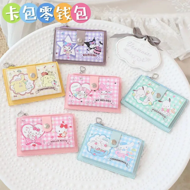 

New Hello Kitty Purse Cartoon My Melody Coin Pouch Clutch Bag Kids Purses Cute Wallet Kuromi Key Ring Card Holder Children Gifts