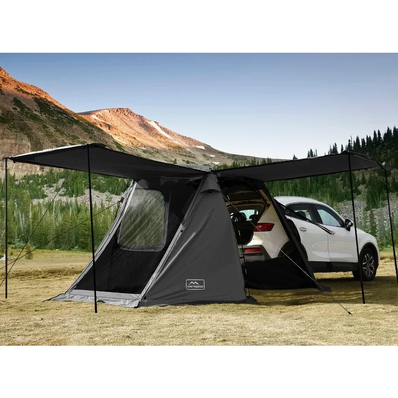 KAMPKEEPER SUV Car Tent, Tailgate Shade Awning Tent for Camping, Vehicle Camping Tents Outdoor Travel (Black)