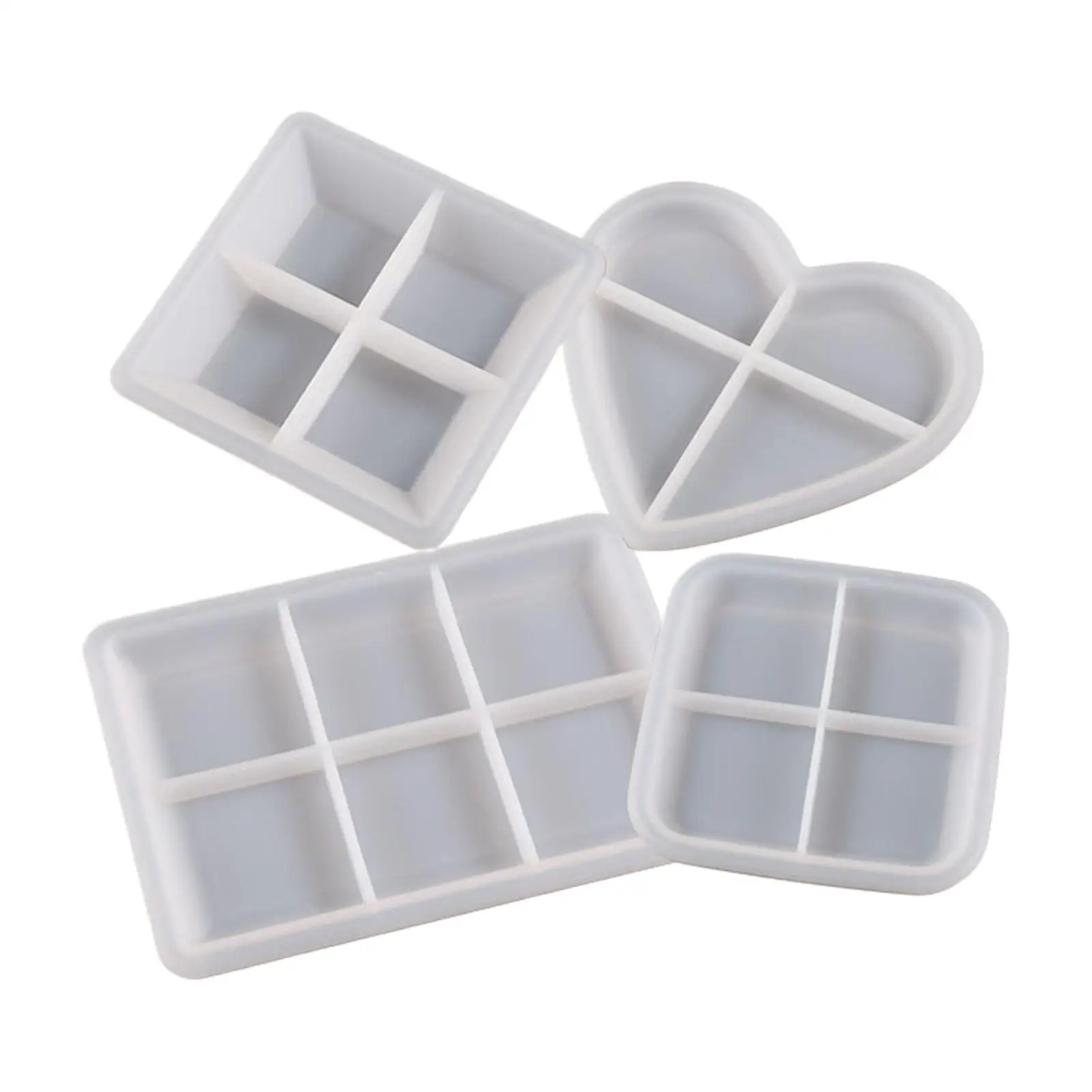 Coaster Mold 4 Piece Trinket Dish Jewelry Ring Holder Plaster Tray Resin Coaster Molds for Art Crafts DIY Jewelry Tray Home