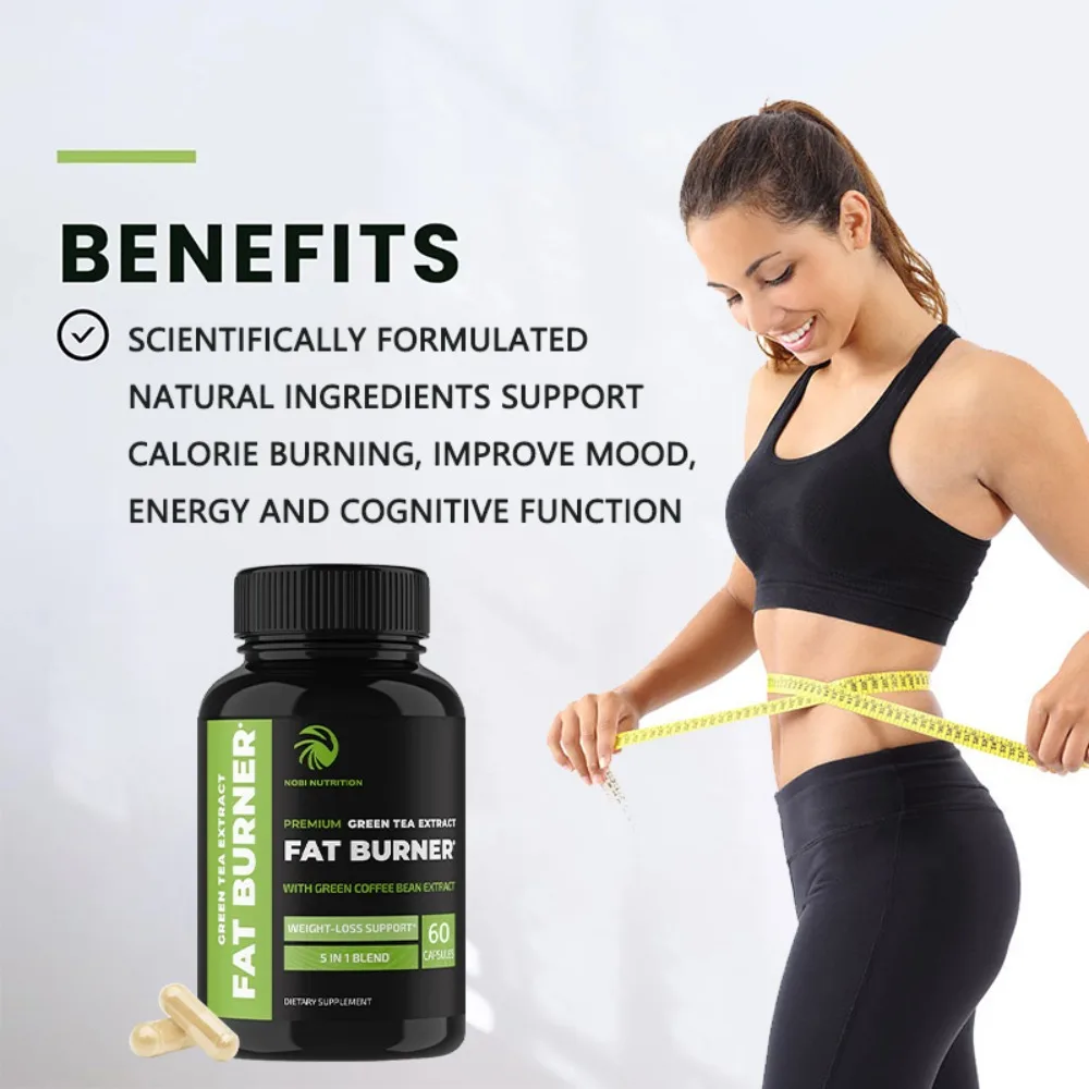 Green Tea Capsules | Fat Burner, Appetite Suppressant & Metabolism Booster for Women & Men | Energy Support | Vegan Supplements