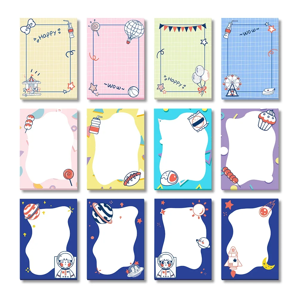 Imagem -05 - Cute Kawaii Sticky Notes Memo Pad Post Notepad Papelaria Escolar Guia Índice Lista de Verificação Lista de Compras Agenda 3d Coisa 10 Conjuntos