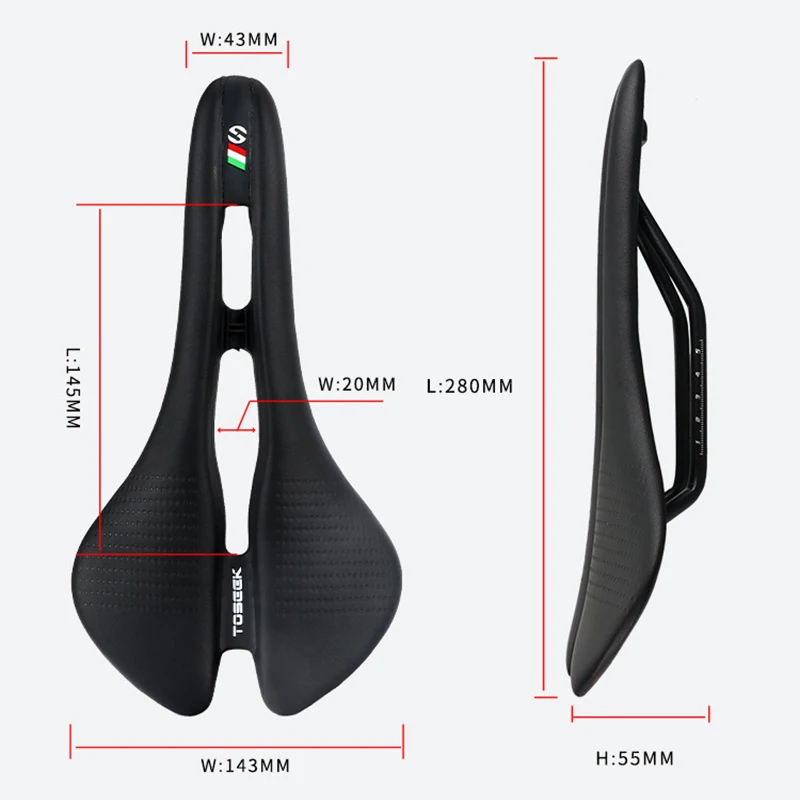 TOSEEK MTB Road Bike Saddle Ultralight 185g Racing Seat Hollow Ergonomic Design Cr-mo Seat Rail Saddle Bicycle Parts 7 Colors