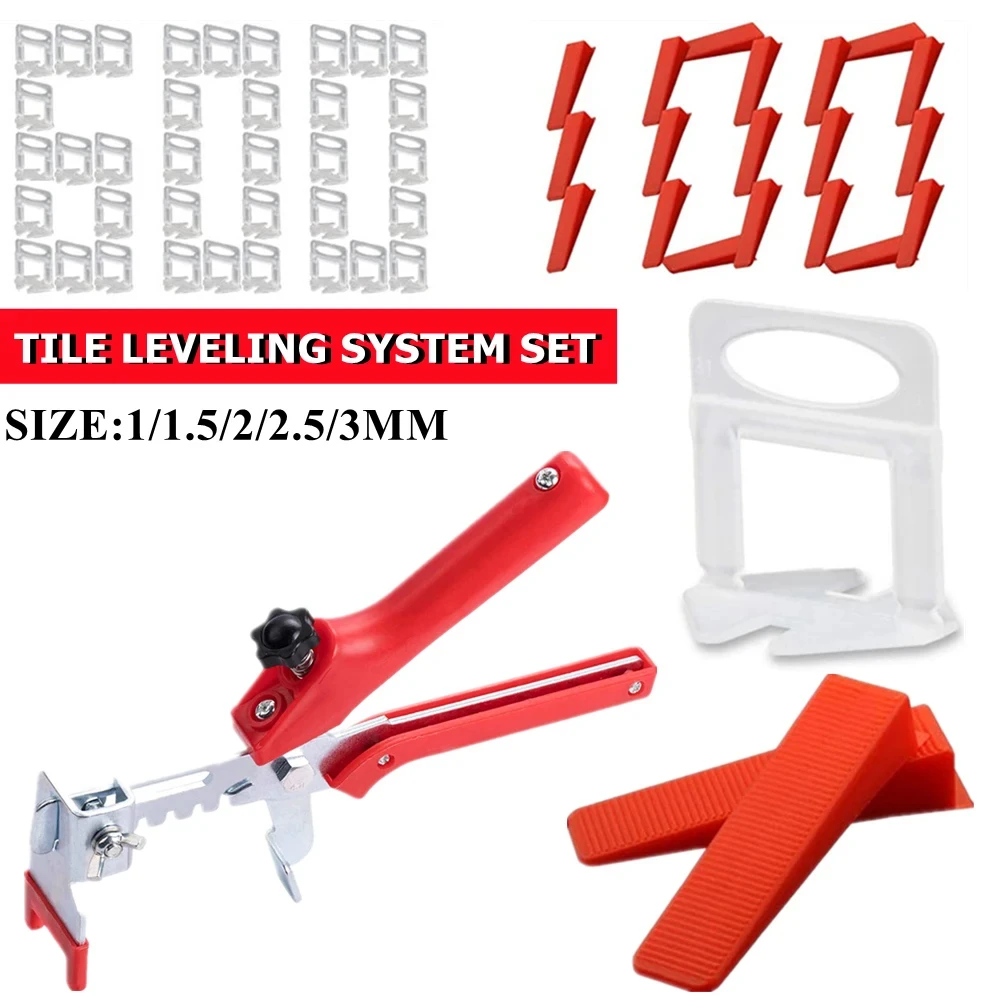 

701Pcs Tile Leveling System with 600Pcs Tile leveler Spacers Clips+100Pcs Wedges+1 Plier, Tiles Leveling Kit Construction Tools