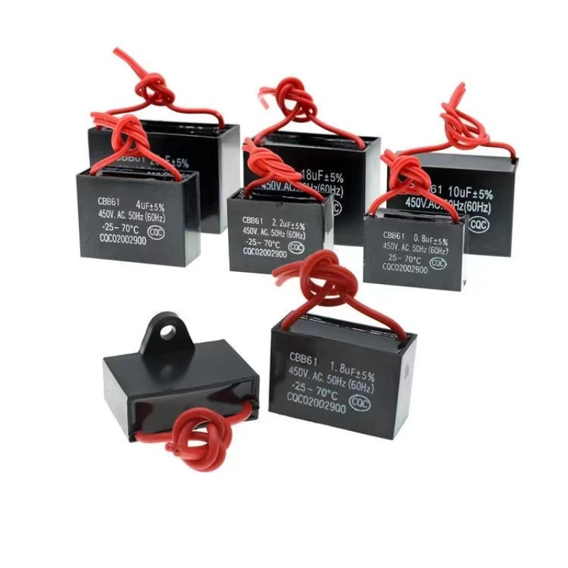 CBB61 Fan Starting Capacitor 450V Capacitors 0.8UF 1UF 1.2UF 1.5UF 2UF 2.5UF 3UF 4UF 5UF 6UF 7UF 8UF 10UF 18UF 20UF 25UF 30UF