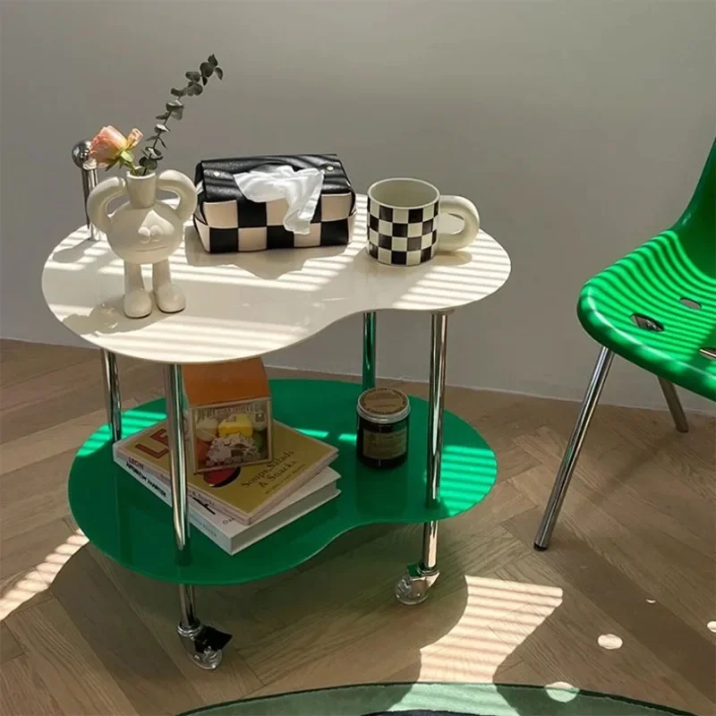 Cloud coffee table rack trolley dining car movable living room sofa acrylic edge corner table