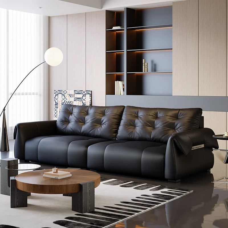 

Black swan sofa big black bear Italian minimalist straight row small apartment living room modern and simple