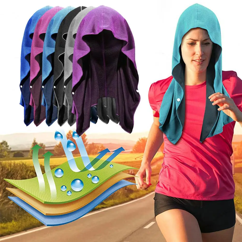 Cooling Hoodie Towel Sweat Absorption Extra Soft Sun Protection Quick Drying Sweat Towel Neck Wrap Sports Supplies