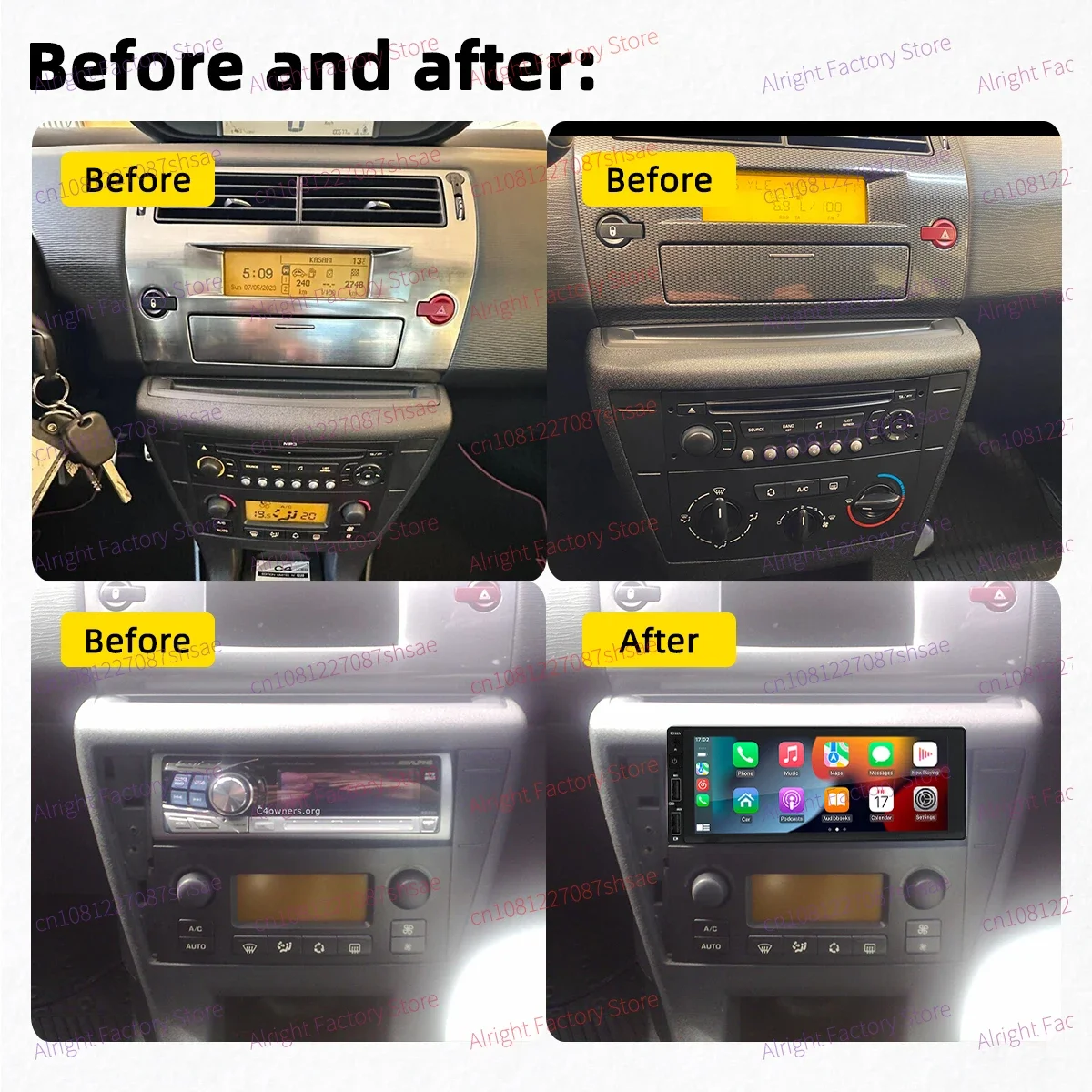 1 Din Radio Android Car Multimedia for Citroen C4 I Coupe 2004-2011 6.86