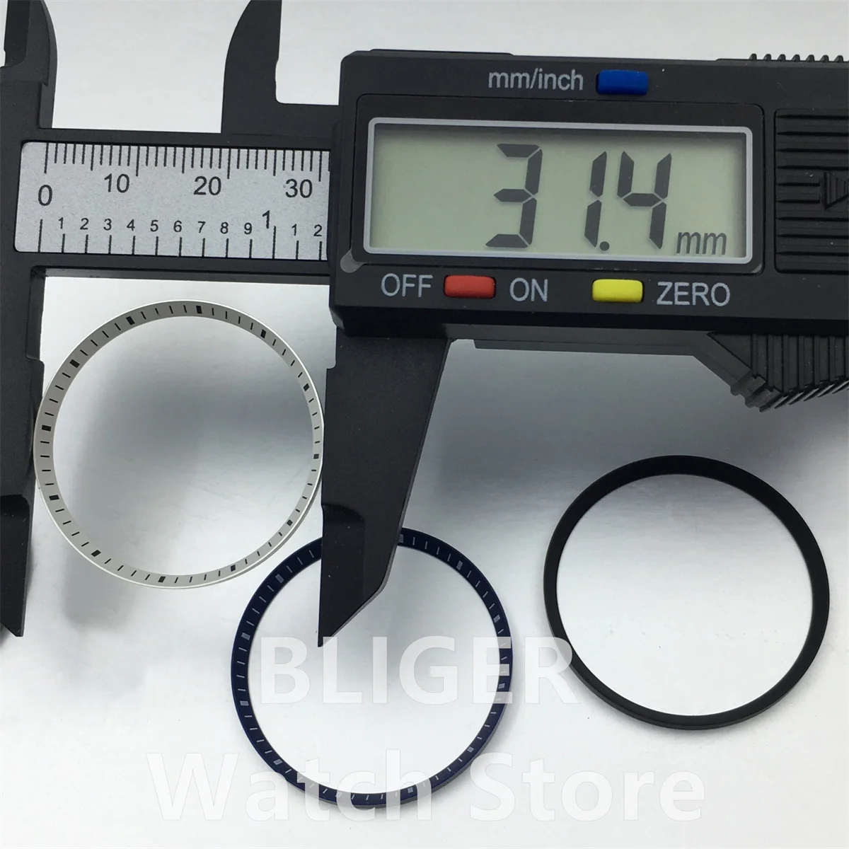 BLIGER Watch Case Parts 31.4mm*28.4mm*2.2mm Chapter Ring Monochrome Steel Chapter Rings Suitable For 42mm Royal Oak Watch Case